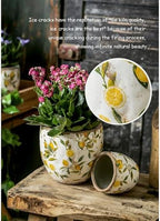 Plant Pots Spring Lemons Pattern Planter Succulent Pots 4" D - 7.3" D Large Planter Pots with Drainage Hole, Decorative Garden Pots Round Ceramic Pots Outdoor Plant Pots Spring Decor - Image 7