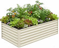 SnugNiture Galvanized Raised Garden Bed 8x4x2FT Outdoor Large Metal Planter Box Steel Kit for Planting Vegetables, Flowers, Beige White by snugniture