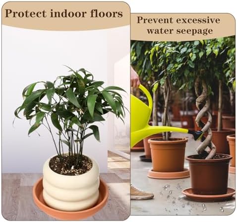 Qinyoung 10 Pcs Terracotta Pot Plant Saucer Set, Terracotta Planter 4.53inch 6.5inch 8.5inch for Indoors Outdoor, Durable Flower Drainage Tray for Plant Pots Base - Image 4