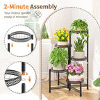 LASZOLA Plant Stand Indoor Outdoor Tall for Multiple Plants, 5 Tier Black - Image 5