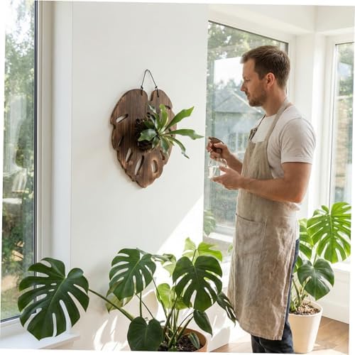 Luxshiny Staghorn Fern Mounting Board with Monstera Support, 28x33cm Wooden Wall Planter for Air Plants and Orchids, Vertical Decorative Plant Holder for Indoor Garden and Home Decor - Image 5
