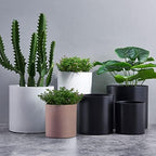 FaithLand 10 Inch Fiberstone Planter - Lightweight Modern Cylinder Plant Pot with Drainage Hole & Plug, Indoor Outdoor Use, Terracotta Color - Image 7