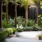 Kante Small Round Pedestal White Concrete Planter 13.8" Dia, Outdoor - Image 5