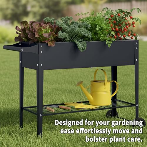 Elevate 2Pcs 32" Tall Raised Garden Bed with Wheel,Planter Box for Backyard,Outdoor Garden, Patio, Balcony, 400lb Capacity,Grey - Image 5
