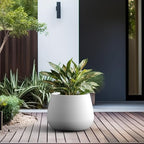 Kante Accent Round Curved White Concrete Planter 18.1" Dia, Outdoor - Image 5