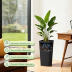 24 Inch Tall Plastic Planters (Set of 2) with Drainage Holes, Black - Image 6