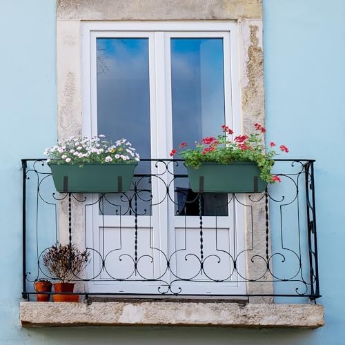 ETELI 6 Pack Deck Railing Planter Boxes Metal Hanging Window Boxes Planters - Image 6