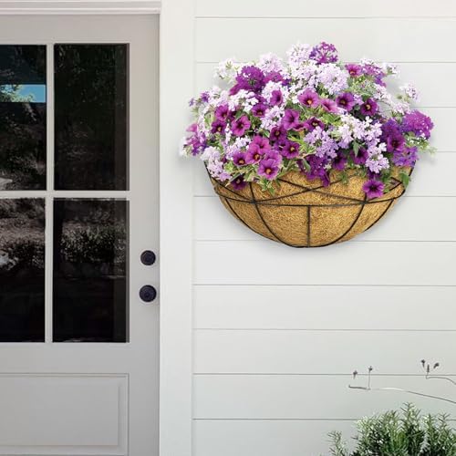 4 Pack 14 Inch Window Boxes Planters Railing Planter Box with Coco Liners Deck Railing Planter Boxes Balcony Hanging Flower Box Wall Mounted Half Round for Outdoor Plants Garden Decor - Image 6