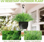 UV Resistant Lifelike Artificial Boston Fern - 2024 New Faux Boston Ferns Outdoor Planter Large, Realistic Fake Feen Hanging Silk Fern Stems Indoor Basket Plant Urn Fillers Front Porch (4, Green) - Image 6