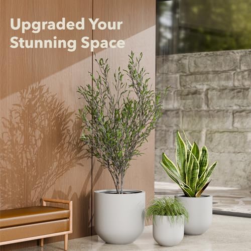KUTE NEST 12" Premium Arco Fiberstone Patio Planter - Light Gray - Image 6