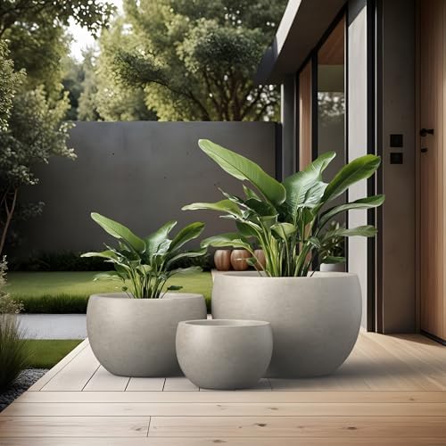 Kante 3-Pack 20" 15.7" 11.8" W Round Weathered Concrete Planters - Image 5