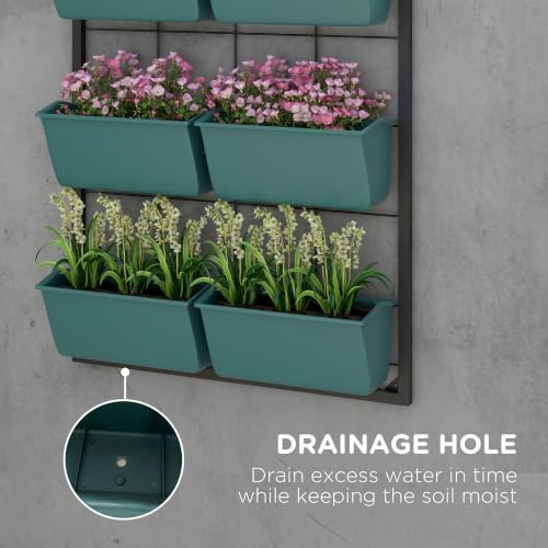 Outsunny 3-Tier Wall Planter w/ 6 Pots, Outdoor Hanging Planter, Green - Image 5