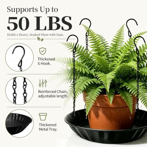 Plant Hanger Indoor Outdoor 4-Pack Metal Hanging Planter for Indoor Plants - Image 5