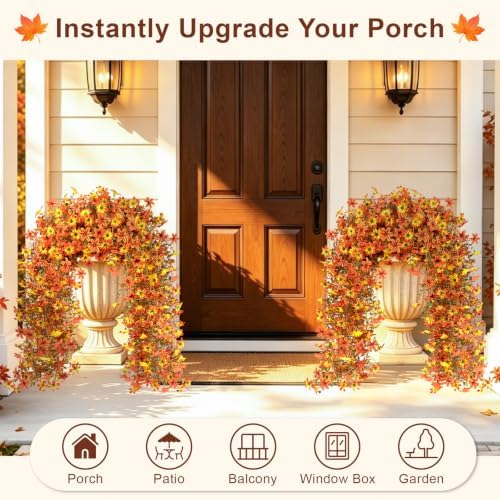 Artificial Hanging Flowers for Outdoors, 4 PCS 688-Bloom UV Resistant Mums - Image 5