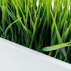 MyGift 14 Inch Artificial Green Grass Plant White Concrete Planter - Image 6