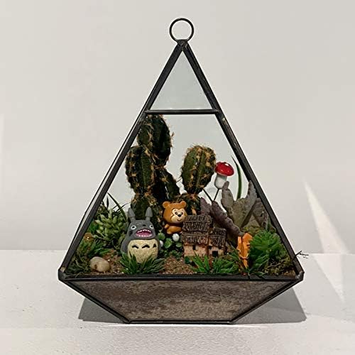 WGV Hanging Geometric Planter Terrarium Bulk Width 6" Height 8" Clear Glass Black Frame DIY Succulent air Plant Miniature Fairy Garden Windowsill Decor Raised Pyramid 6 Pieces - Image 5