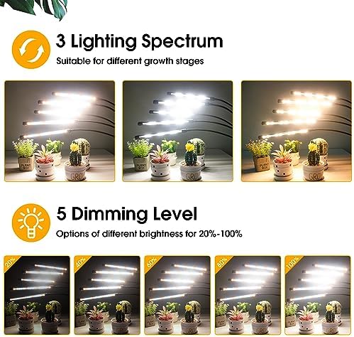 Wolezek Grow Lights for Indoor Plants Full Spectrum with Stand, 2 Pack - Image 3