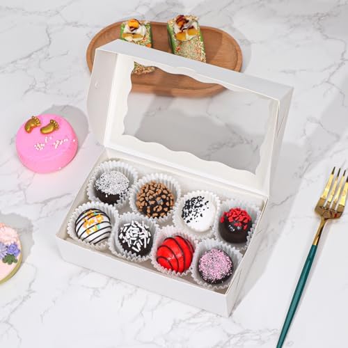 TEMLQPACK 100pcs White Rectangular Bakery Boxes with Window, 7x4.3x2 Inches, Perfect for Cookies, Macarons, Chocolate Covered Strawberries, and More - Image 4