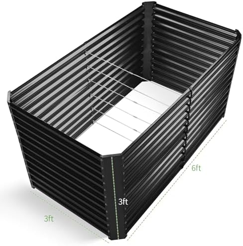 Land Guard 6x3x3ft Rectangular Galvanized Raised Garden Beds, Large-Capacity Metal Planter Box Outdoor, Durable Deep Raised Garden Bed 3ft Tall, Raised Beds for Gardening Vegetables, Dark Grey - Image 2