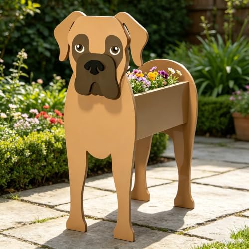 Animal PVC Flower Pot, Boxer Shaped Succulent Planter Flower Holder for Garden Patio Balcony Window Sill, for Birthday Pet Lovers, 43x27cm(17x11in) - Image 2