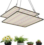 2 Pack LED Grow Light Panel 200W Lamp for Indoor Plants, Sun Like with White Blue Red UV IR LEDs for 4x4ft Coverage Grow Tent Greenhouse Veg and Bloom Seedlings Hydroponics by Uallhome