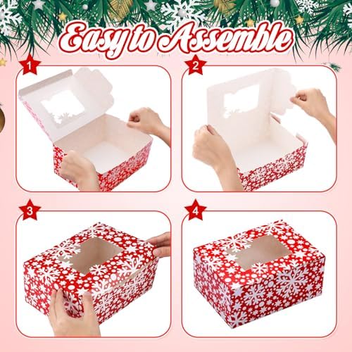 Tenceur 60 Pcs Christmas Cookie Box Window,8.3 x 5.9 x 3.7'',Classic - Image 2