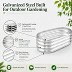 HOOPLE 2 Pack Raised Garden Bed 4x2x1FT, Galvanized Metal Raised Garden Bed Outdoor, Oval Design with Open Base for Better Drainage, Compact Garden Bed for Vegetables, Herbs & Flowers - Image 5