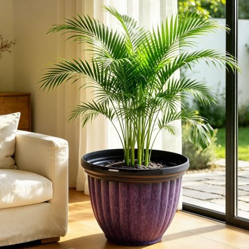 15" Large Planters for Outdoor Plants Set of 2 Plastic Flower Pots - Image 2