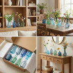 32 PCS Assorted Vintage Bud Vases, Colorful Glass Small Vases Bulk, for Centerpicecs, Wedding Table Decor, Home Decorations & Gifts (Blue Seiris) - Image 6