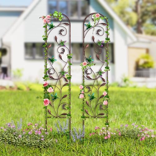 aboxoo 2-Pack Hummingbird Metal Garden Trellis for Climbing Plants - Image 6