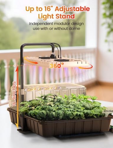 MetryGrow 48W Full Spectrum LED Grow Light Seed Starter Kit, 80-Cell Tray with 30W Heating Mat & Adjustable Dome, Waterproof Germination System for Healthy Indoor Seedlings - Image 5