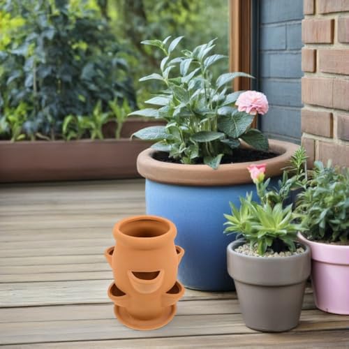 FAVOMOTO Strawberry Tower Planter Lightweight Terracotta Pot for Succulents Orchids Decorative Plants Vertical Planter for Gardening for Balconies - Image 5