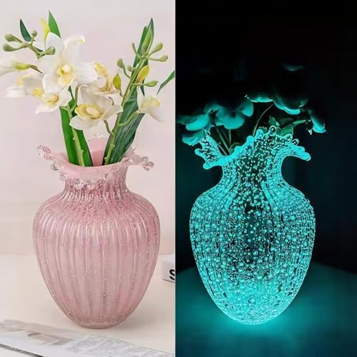 Large Size Wave Mouth Vases Luminous Handmade Glass Flower Vase - Image 6