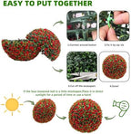 17.7 Inch Artificial Hanging Topiary Balls Set of 2, Faux Flower Balls for Garden Patio Wedding Valentine's Day Decor, Outdoor Indoor Hanging Decorations for Porch Front Door Party,Red - Image 4