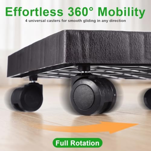 Cabilock Square Plant Stand Caddy Plant Saucer Tray with Wheels Flower Pot Tray Caster Wheels (Black) - Image 2