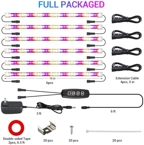 LED Grow Lights Strips for Indoor Plants, 3 Working Modes & 10 Dimmable Levels Plant Lights with Auto Cycle Timer 3/9/12Hrs, 36W Full Spectrum DIY Growing Lamps for Seedings Hydroponics, 6 Strips - Image 6