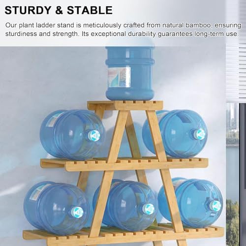 Plant Stand Bamboo for Indoor Outdoor 3 Tier Plant Shelf Flower Pot Holder Ladder Rack for Windowsill Garden Balcony Living Room Patio,Natural - Image 3