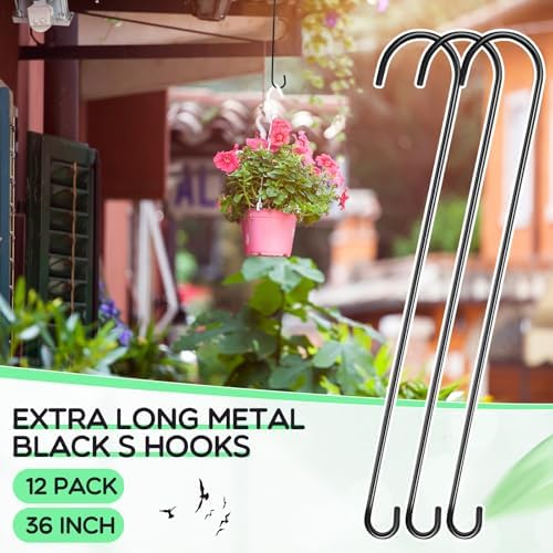 S Hooks for Hanging Plants Branch Hook, 12 Pack, Black, 36 Inch - Image 3