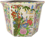 Red Lantern 8" Hexagonal Flower Pot - Satsuma Peacock by RedLantern