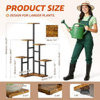 6 Tier Corner Plant Stand Indoor Wood Metal Plant Shelf Outdoor - Image 6