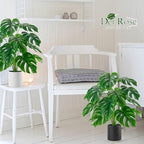 Der Rose 2 Pack 28" Fake Plants, Monstera Plant in Black-and-White Pots - Image 4