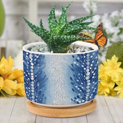 Animal Ceramic Planters White Blue Animal Strip Planters for Outdoor Plants with Drainage Holes and Saucers Pot for Outdoor Garden Home Plant - Image 6