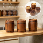 2-Pack 7.9 in Wooden Whiskey Barrel Vases with Brass Hoops ，Vintage Rustic Burnt Wood Cooking Tool Utensil Holder ，Rustic Flower Vase for Home Decor, Western Farmhouse Vintage Kitchen (Brown 2) - Image 5