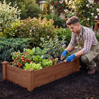 GIANTEX 48" Wooden Raised Garden Bed, Rectangular Planter Box, Brown - Image 4