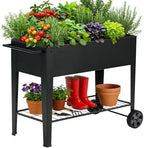 31.5" Tall Elevated Mobile Raised Garden Bed with Wheels and Shelf by FOYUEE