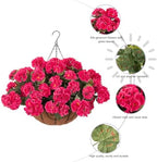 INSPRING Geraniums Artificial Flowers Hanging Basket for Outdoors Outside Decoration, 8 Bundles Silk Flowers Fake Plants Look Real UV Resistant for Porch Home Patio Balcony Yard, Hotpink - Image 7