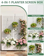 Metal Planter Box with Trellis,70.9"x47.2"x15.7" Raised Garden Bed with Drainage Holes, Privacy Planters for Outdoor Garden Bed for Climbing Plants,Vegetables,and Vines, White-louvered - Image 4