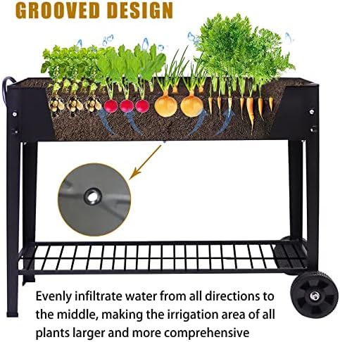 aboxoo Large Elevate 32" H Metal Raised Garden Bed with Wheels Legs Outdoor - Image 3