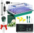 Seed Starter Kit with Grow Lights & Heat Mat – 40-Cell Seed Starter Tray, Humidity Dome, Soil Moisture Meter & Sticky Gnat Traps – Indoor Greenhouse & Plant Propagation Station by GROWFRIEND