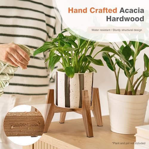 Wooden Plant Stand Indoor, Acacia Wood Mid Century Planter Stand, 2 Pack - Image 5